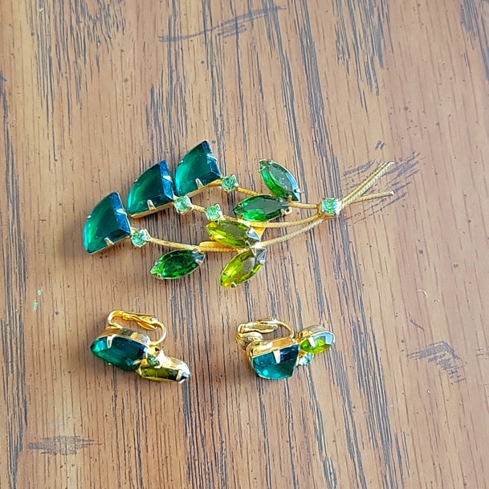 Vintage Brooch and clip on Earrings